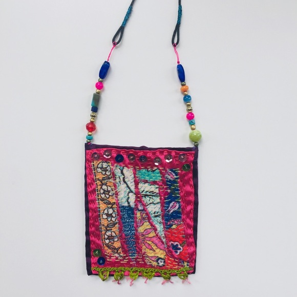 Handmade one of a kind up-cycled fabric necklace - Picture 6 of 8